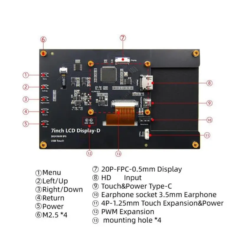 Фото R53C 10.1inch Touchable Screen Monitor для 5 3B+ 4B Development Poard HDTV -дисплей №5