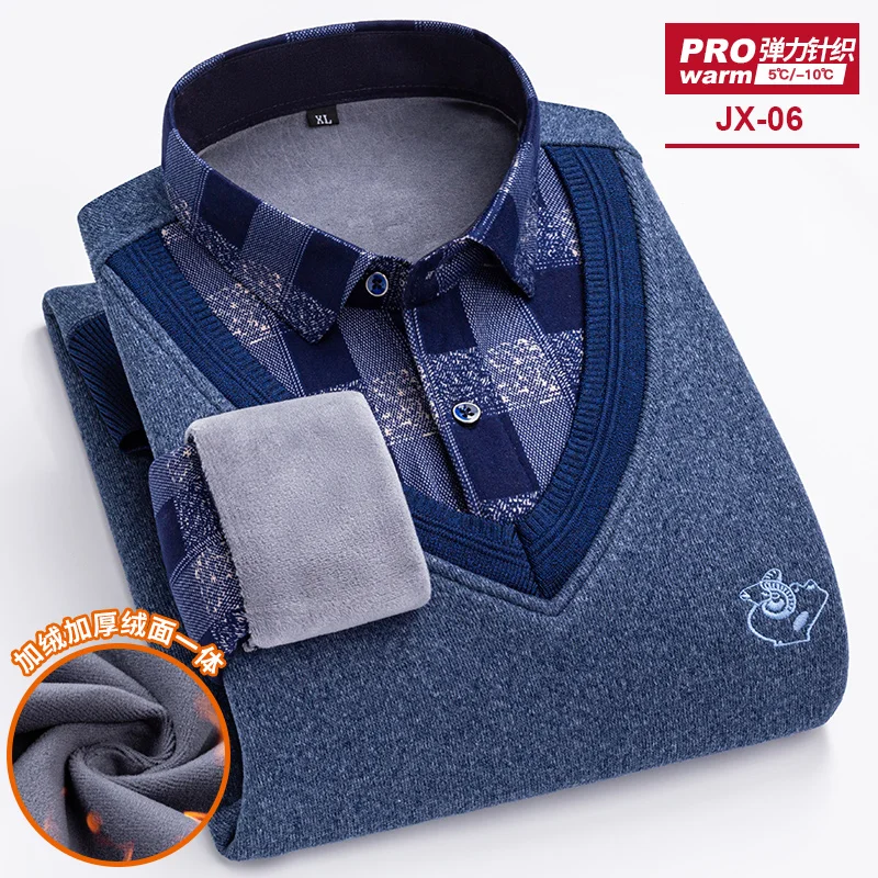 camisas de hombre имитация комплекта из двух предметов мужская одежда дизайнерская одежда с длинными рукавами флисовый утолщенный теплый свитер мужская одежда