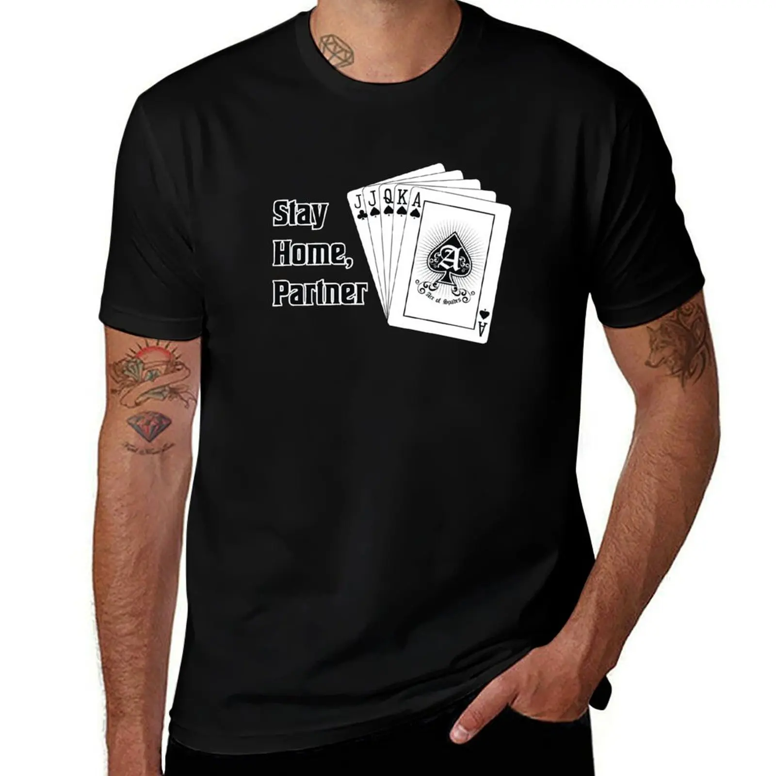 Футболка Stay Home Partner, Euchre Loner Hand, уличная одежда, футболка большого размера, рубашки с рисунком, простые белые футболки для мужчин