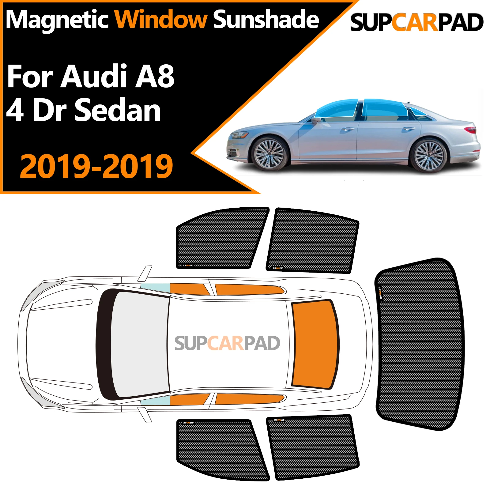 Фото Солнцезащитный козырек на окно автомобиля на заказ для Audi A8 4 Dr Sedan 2019-2019, магнитная занавеска, сетчатая передняя занавеска на лобовое стекло №2