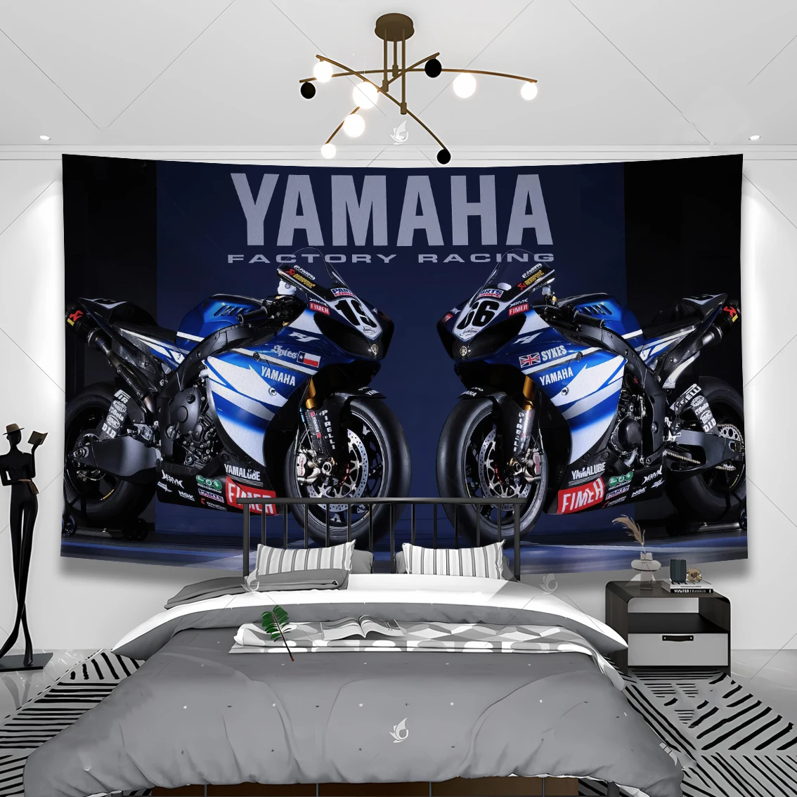 90x150 см YAMAHAS мотоциклетный баннер, гобелен из полиэстера, печатный флаг для гаража или улицы для украшения