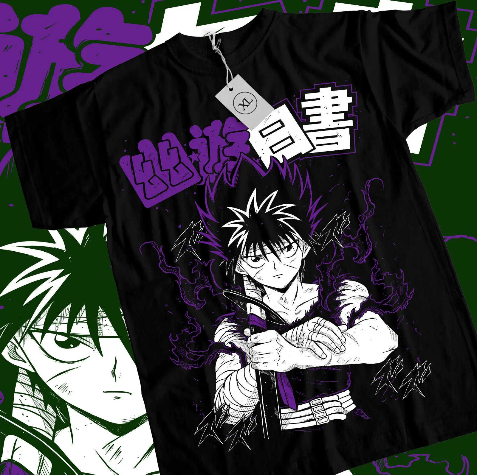 Hiei Yu Hakusho футболка Kuwabara Kurama Yusuke Hiel Аниме Манга черная рубашка