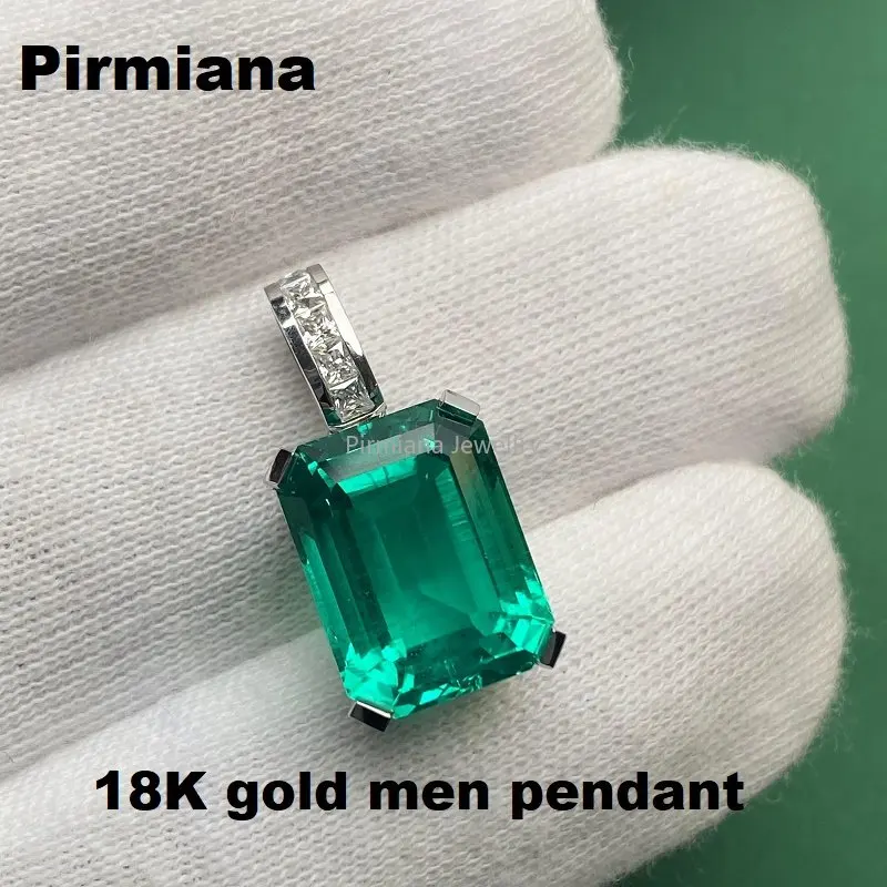 Новинка, стильная мужская подвеска Pirmiana из 18-каратного золота с рамкой 8,85 карат, лабораторный изумруд для выращивания и D VVS1, стандартные ювелирные изделия