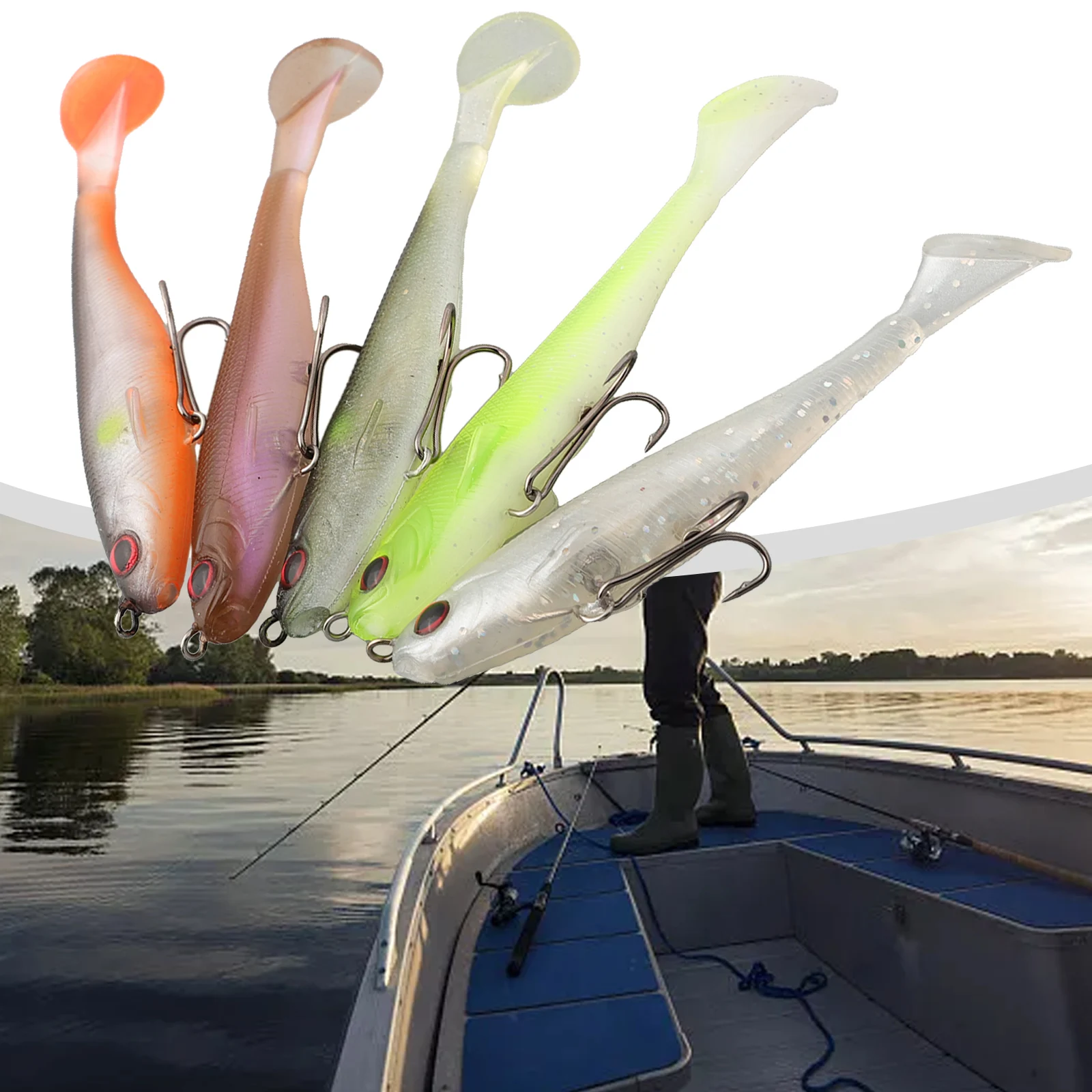 Фото Мягкая рыболовная приманка в нескольких размах, Magdraft Swimbait, высококачественная мягкая пластиковая приманка для плавания, тройной крючок, мягкий пластик №5