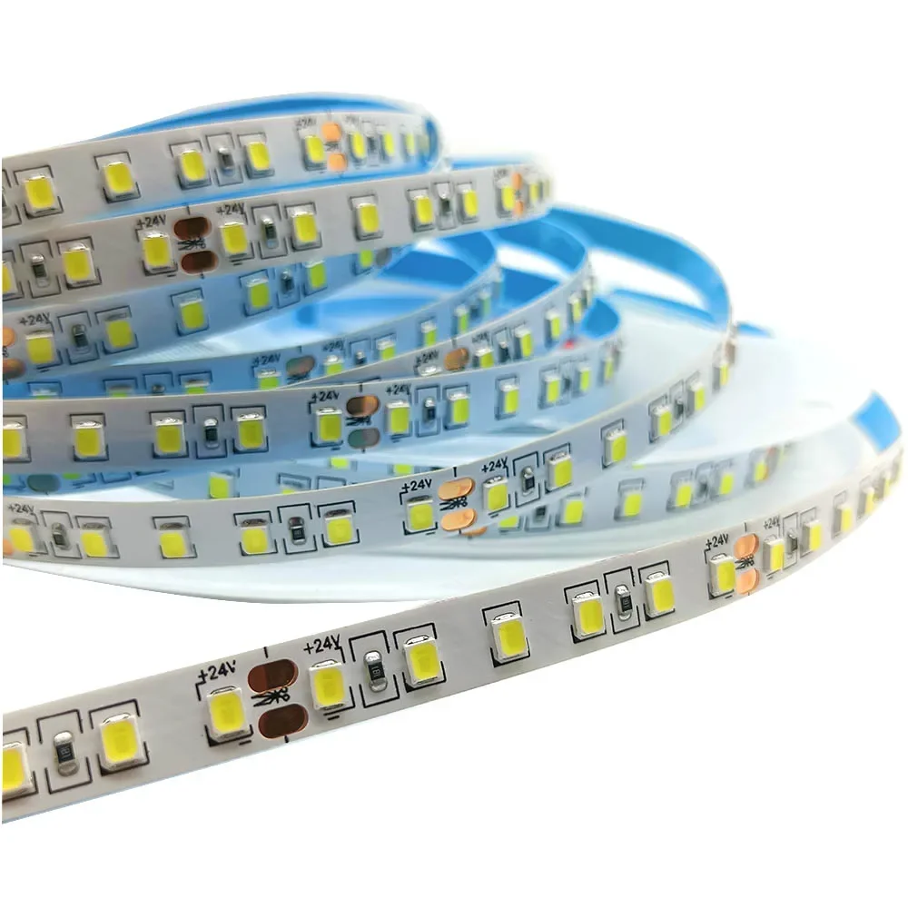 Фото 5M 600LEDs Светодиодная лента 2835 DC12V 24V 120LEDs/M Домашний Холодный Белый Теплый Белый Натуральный Белый Гибкая и Режущая Мягкая Лампа Бар №2