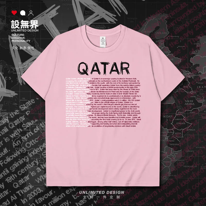 Фото Мужская футболка State of Qatar QAT, новые топы, футболка с короткими рукавами, толстовка, национальная сборная, кантри, летние модные трикотажные изделия №5