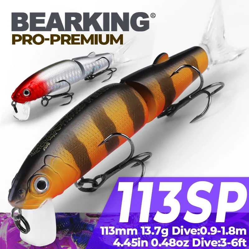 Bearking 1 шт., 113 мм, 13,7 г, жесткая рыболовная приманка, кривошипная приманка, 0,9-1,8 м, рыболовные воблеры для озера и реки, приманки для ловли карпа