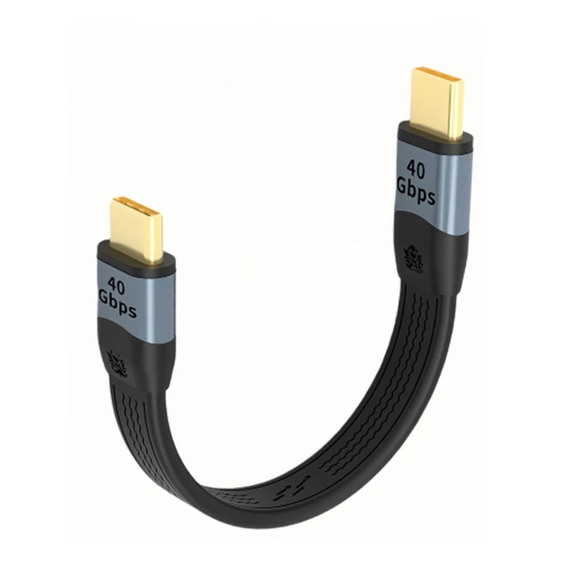 Короткий кабель USB4.0 Соединение USB C — USB C Быстрая зарядка 100 Вт, скорость передачи данных 40 Гбит/с Мягкий провод FPC 14