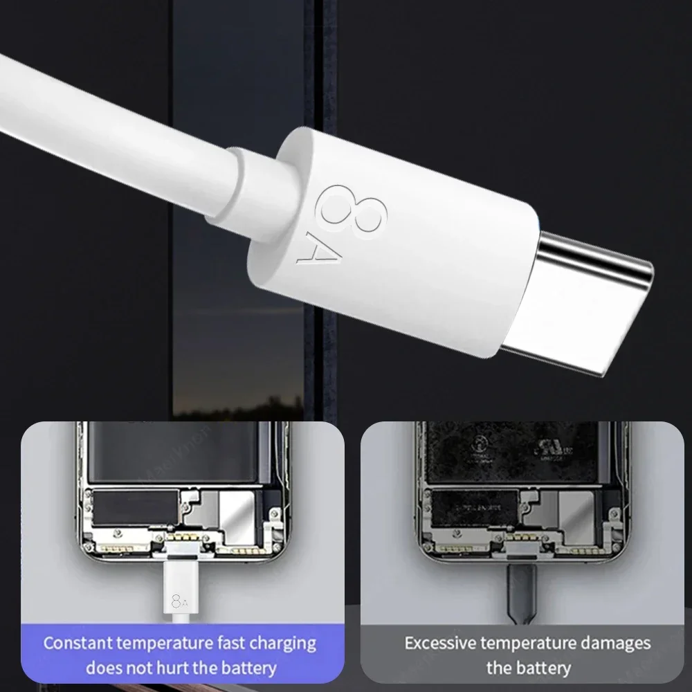 8A USB-кабель для зарядного устройства типа C для iPhone iPad Samsung Xiaomi Huawei OPPO Tablet Универсальный шнур USB-C Линия быстрой зарядки (art.: 3920c90e96f2b) - 3920c90e96f2b