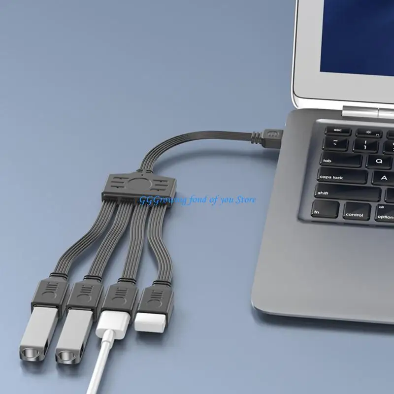 Фото H9EB 4 в 1 USB2.0 Кабель сплиттера USB Power Splitter Cable USB2.0 Мужчина до 4 USB -женского кабеля. №5