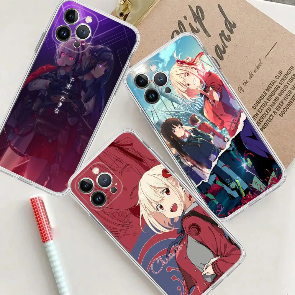 Аниме Чехол Lycoris Recoil для телефона IPhone 15 14 13 12 Mini 11 Pro XS Max X XR SE 6 7 8 Plus, мягкий силиконовый чехол
