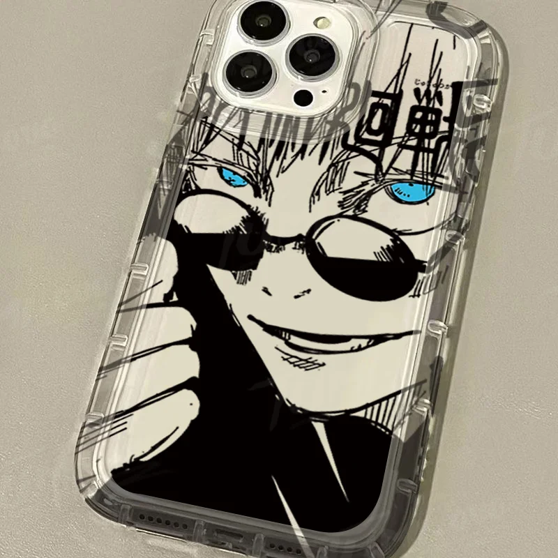 Фото Jujutsu Kaisen Gojo Satoru Clear Case for IPhone 16 15 14 13 12 11 Pro Max 14 15 7 8 Plus X XR XS Max SE2020 Shockproof Cover №4