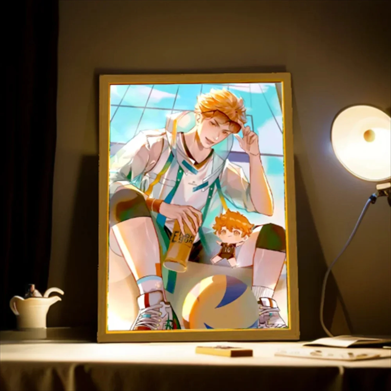 Световая картина фоторамка аниме фигурки Хайкю!! Светодиодные ночники Shoyo Hinata, декоративные подарочные лампы для спальни