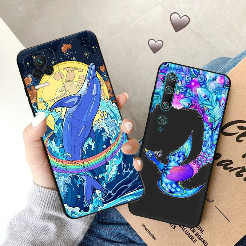 Фото Чехол для телефона Redmi Note11 Pro, 10S, 11S, 10A, 10C, Xiaomi 11T, 10T, Note 10, 11 Lite, мягкий черный противоударный чехол в виде гриба, единорога, панды №3