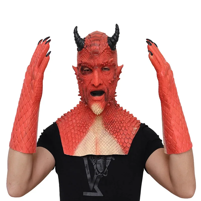 Фото Diablo Косплей Хэллоуин Игра Босс Король лжи Белиал Берри Воздух Демон Латексная маска Головные уборы Перчатки Аксессуары, 7;k'2.s;9, №2