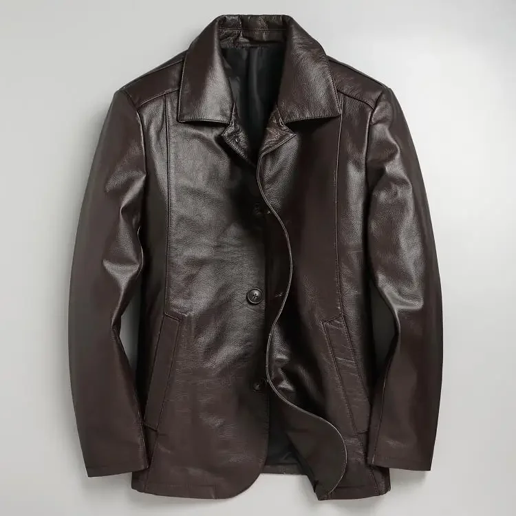 LNY Shop Best.Plus Mew куртка из натуральной воловьей кожи для отдыха в деловом стиле. Классическая Повседневная кожаная куртка. Качественная тонкая кожаная ткань.