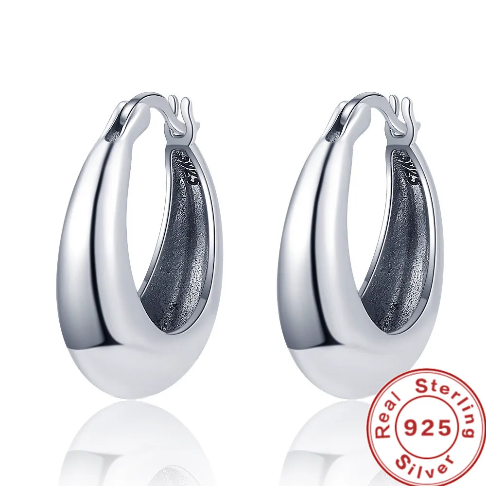 Серьги-кольца LiHong женские из серебра 925 пробы, гладкие Винтажные Ювелирные украшения U-образной формы для ушей, Свадебная и вечерняя мода