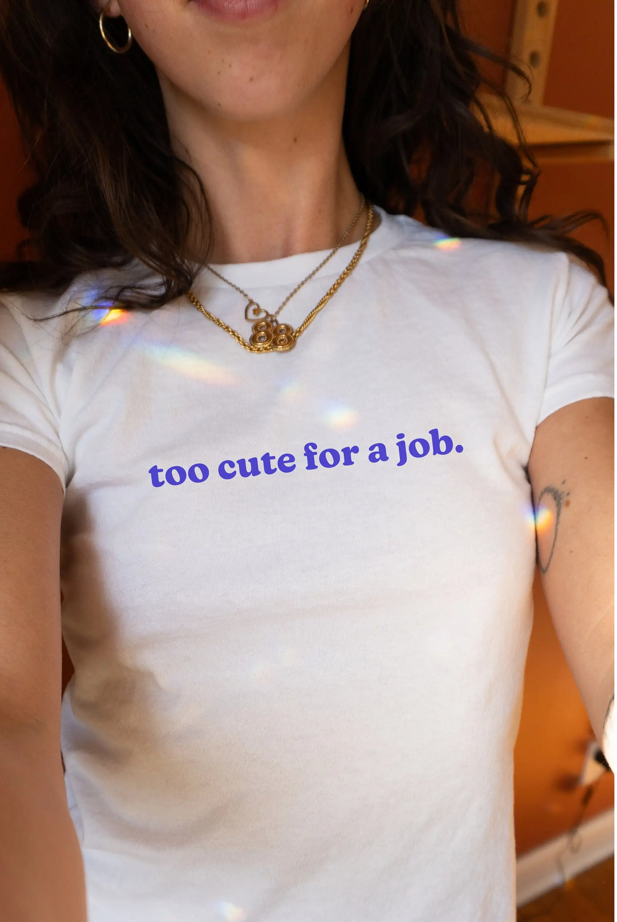Футболка с надписью Too Cute For A work Baby, винтажный топ из плотного хлопка с принтом в стиле 90-х