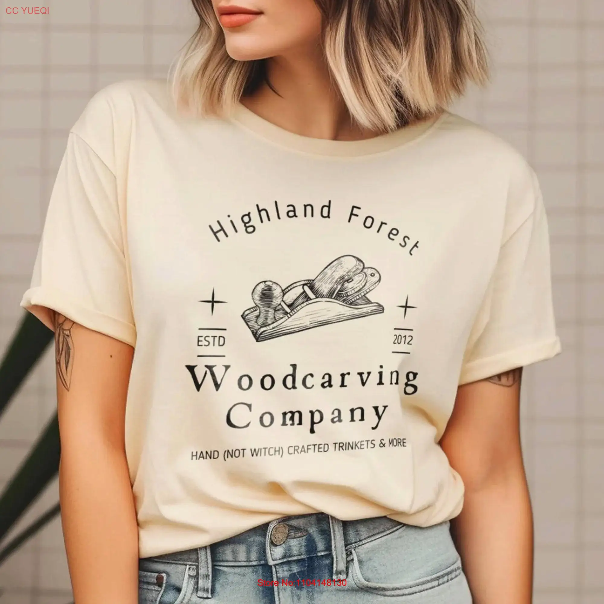 Холщовая футболка с длинным или коротким рукавом Highland Forest Woodcarving Company