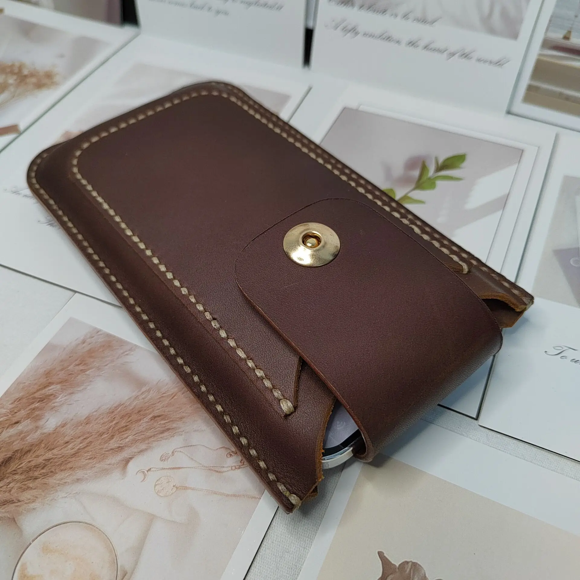Фото Чехол для OPPO Find N5, вставной чехол для карты, поясная сумка из натуральной кожи, зажим для ремня, чехол для телефона, кобура, сумка для телефона №4
