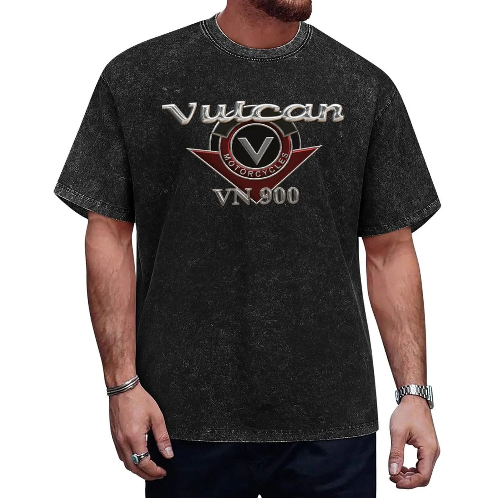 Хромированная футболка Vulcan VN 900 с логотипом 3, блузка, мужская хлопковая футболка