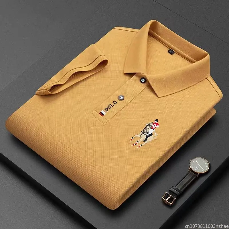 Фото Воздухопроницаемый чехол Jaket Musim Panas Bar Kemeja POLO Lengan Pendek Bisnis Bordir Katun Pria Mewah Kemeja Kerah Pria Kasual №3