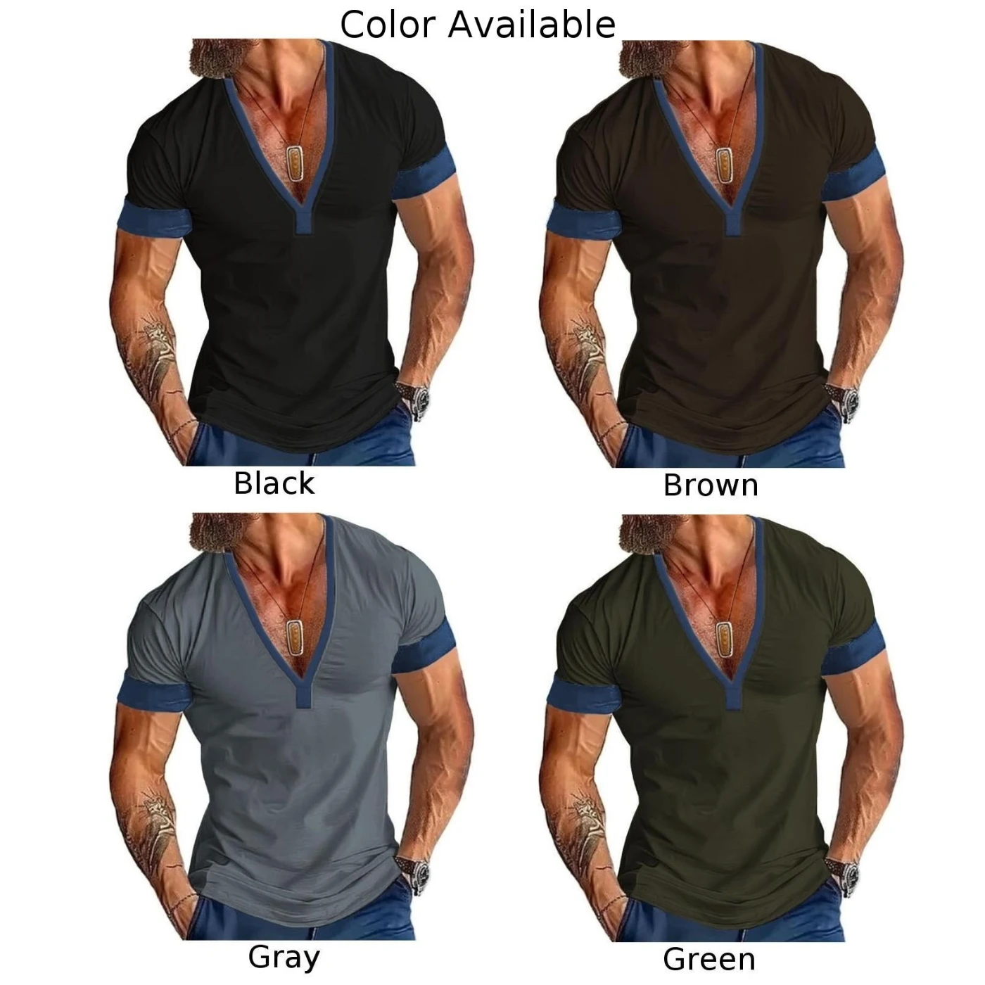 Фото Футболка Colorblock Мужская стрейчевая, Классическая тенниска для отпуска, Повседневная Удобная майка, лето №5
