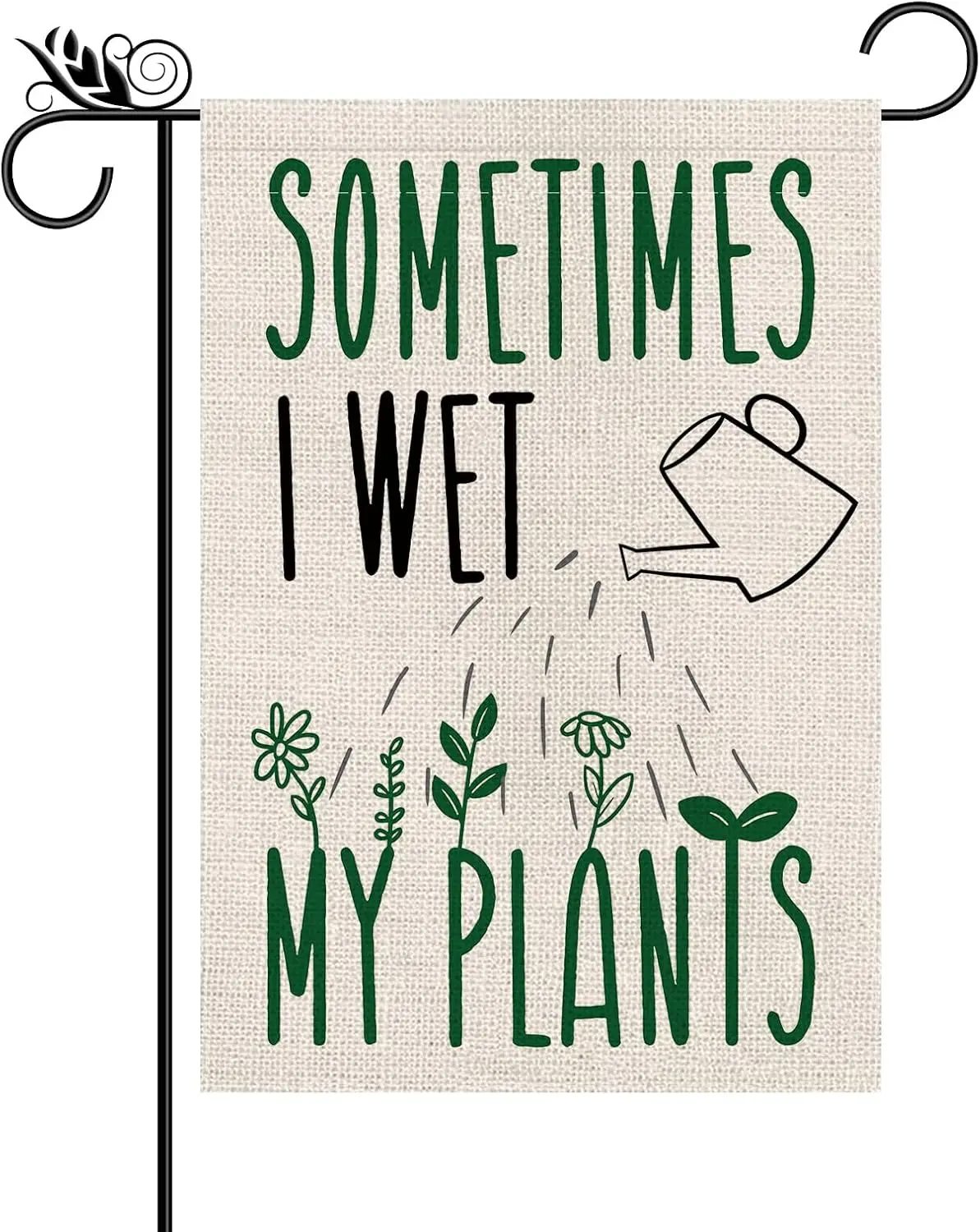 Садовый флаг Sometims I Wet My Plants Вертикальная двусторонняя мешковина Добро пожаловать Флаг Домашний двор Открытый декор 12,5x18 дюймов