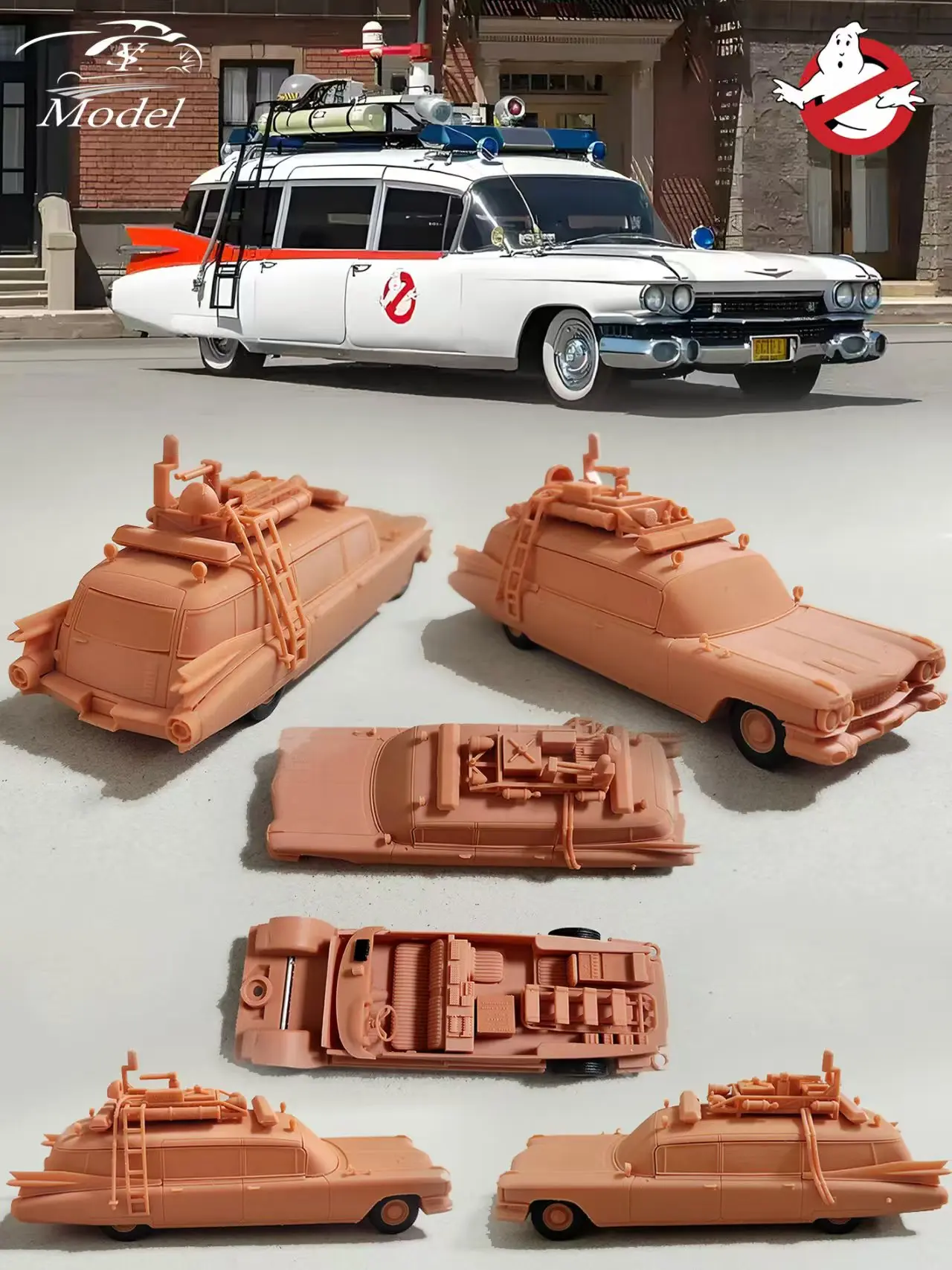 【Предзаказ】YS 1:64 GHOSTBUSTERS ECTO-1, литая под давлением модель автомобиля из сплава для коллекции, дисплей, подарок, назначение