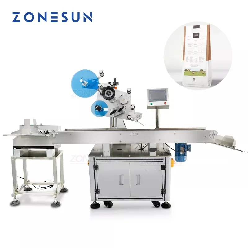 ZONESUN ZS-T832 Высокоскоростная автоматическая этикетировочная машина для наклеек, самолет, сумка, подвесная бирка, пищевая бумажная книга, плоская упаковка, принтер для бумажных коробок