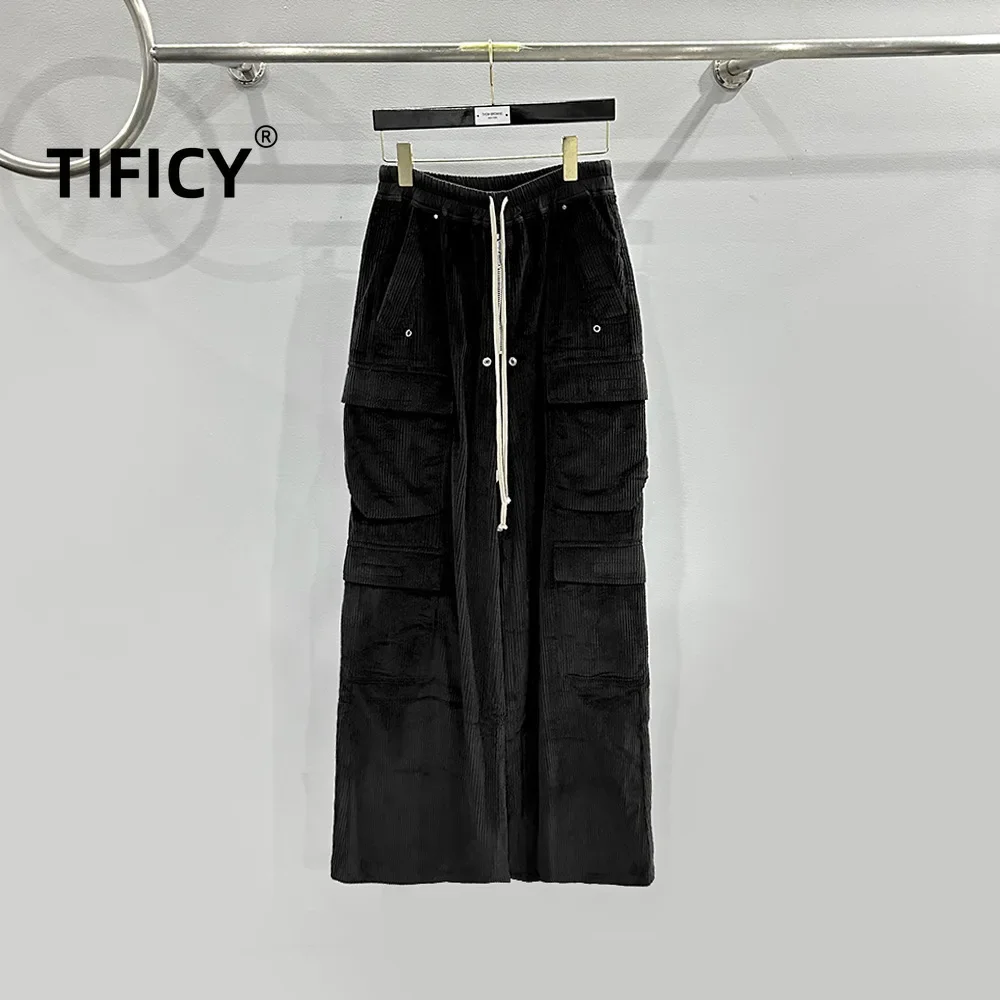 TIFICY High Street мужские весенне-летние High Street новый продукт вельветовая зеленая рабочая одежда с большими карманами повседневные широкие брюки