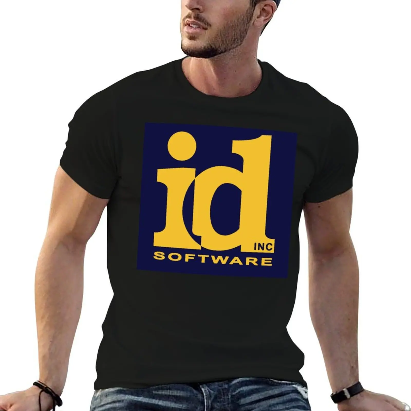 Футболка с логотипом ID SOFTWARE, футболки с аниме для мужчин, дизайнерская футболка