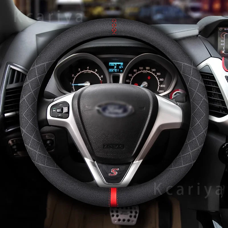 Воздухопроницаемый чехол на руль для Mondeo Mk4, из натуральной кожи, износостойкий, для автомобилей, 2012, 2022, 2023, 37-38 см