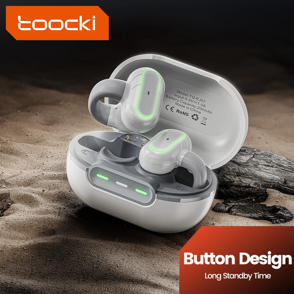 Toocki TWS Беспроводная гарнитура с клипсой Bluetooth 5,3 3D HiFi IPX5 Водонепроницаемая гарнитура Наушники с сенсорным управлением Наушники с длительным режимом ожидания Портативное аудио и видео