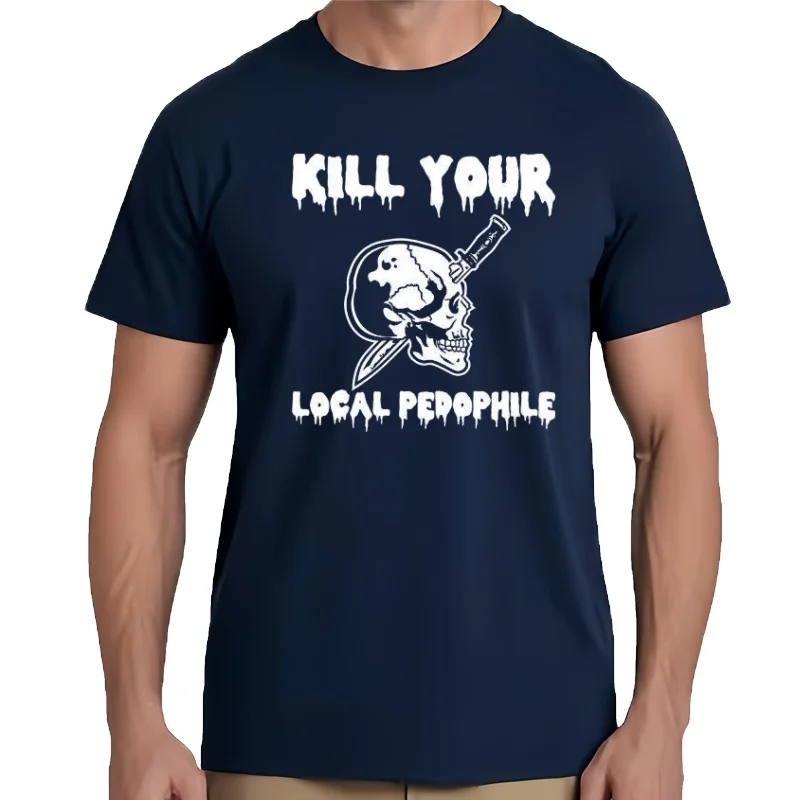 Фото Matar tu pedófilo diver Localtido фирма cita broma hombres camiseta lavado Top para uso Voi moda versátil №3