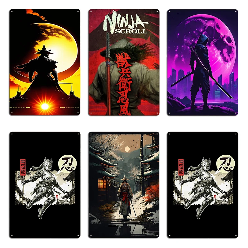Jube Fanart на базе аниме Ninja Scrolls Металлические таблички для вывесок Клубная вечеринка Паб Jube Fanart Оловянная вывеска Плакат