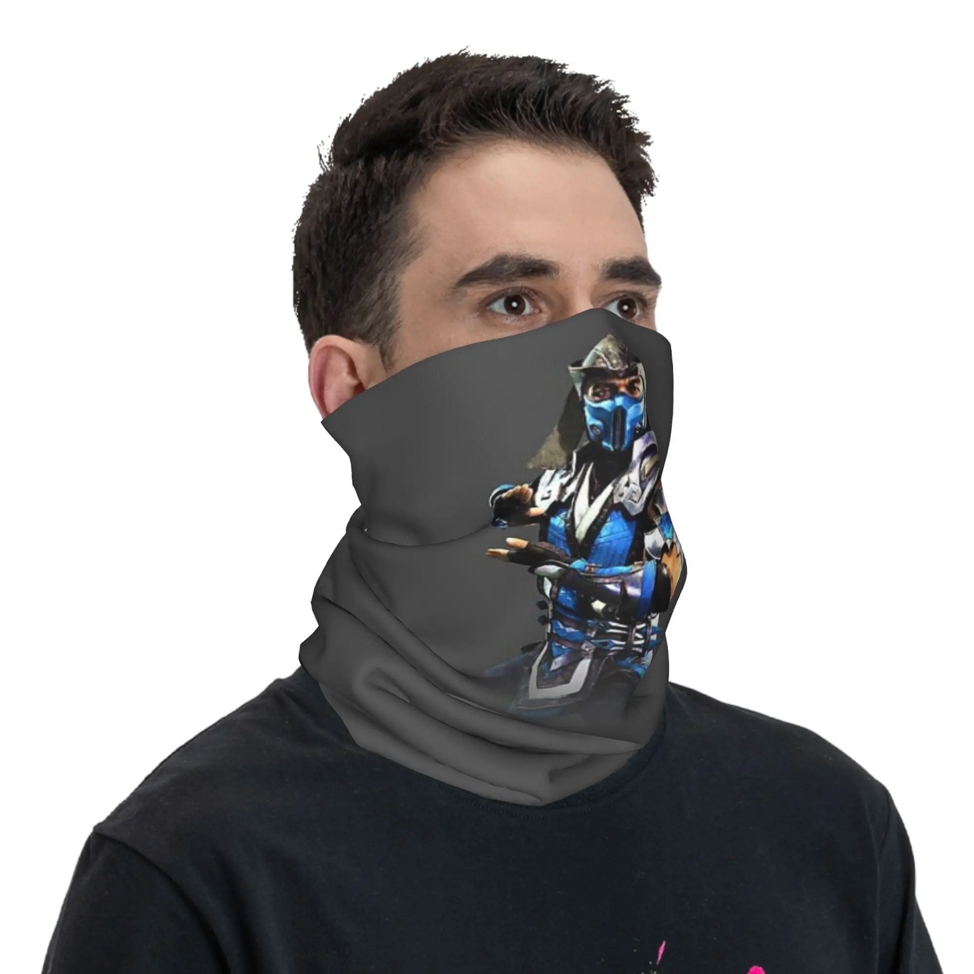 Фото Mortal Kombat Sub-Zero бандана, гетры с принтом, маска, шарф, теплая повязка на голову для спорта на открытом воздухе, унисекс, для взрослых, дышащая №5