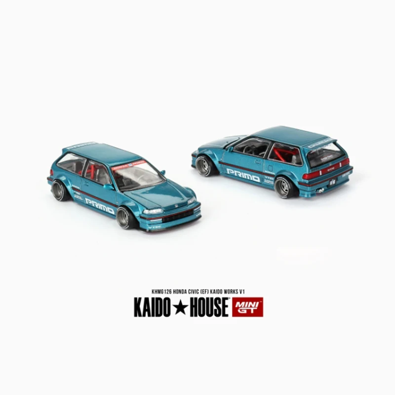 Фото KaidoHouse & MINIGT 1:64 Civic/HKS модель автомобиля из сплава, статическая коллекция, украшенные праздничные подарки, игрушки №2