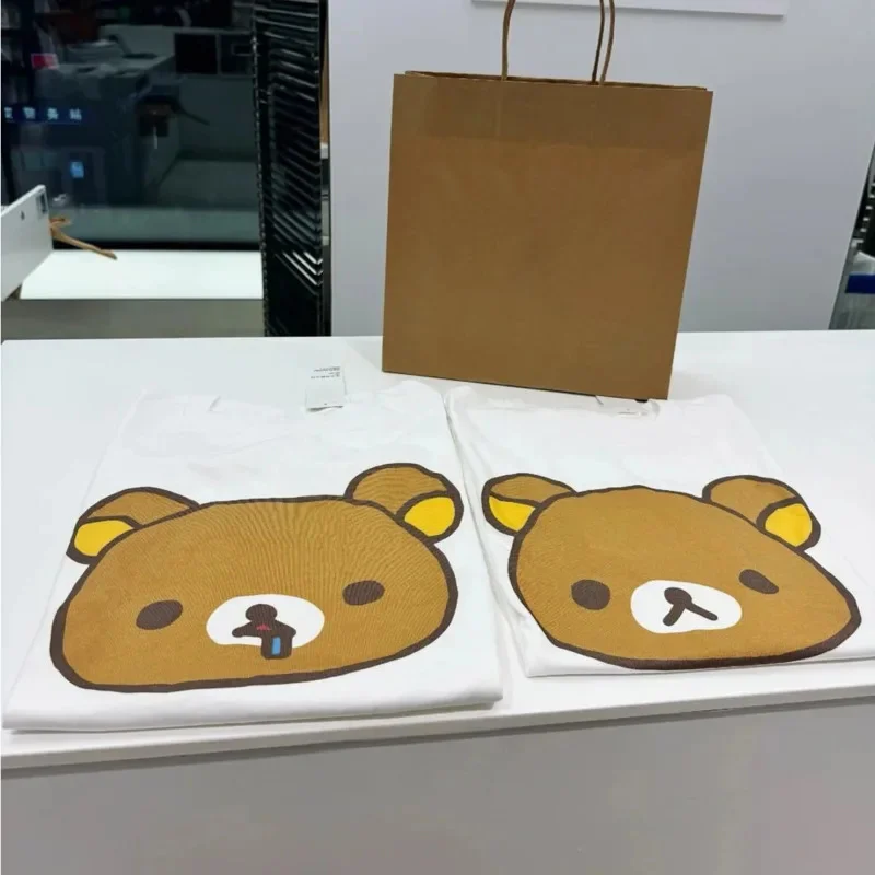 Rilakkuma футболка с короткими рукавами милый хлопковый топ с мультяшным принтом модная футболка унисекс Harajuku Y2K рубашка новая повседневная футболка