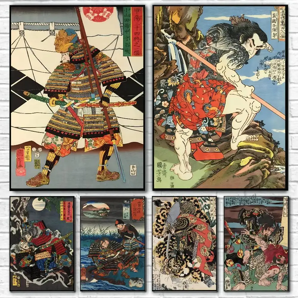 Япония Ukiyo-e художественный принт татуировки плакат самоклеящаяся художественная водостойкая бумажная наклейка кофейня бар комната Настенный декор