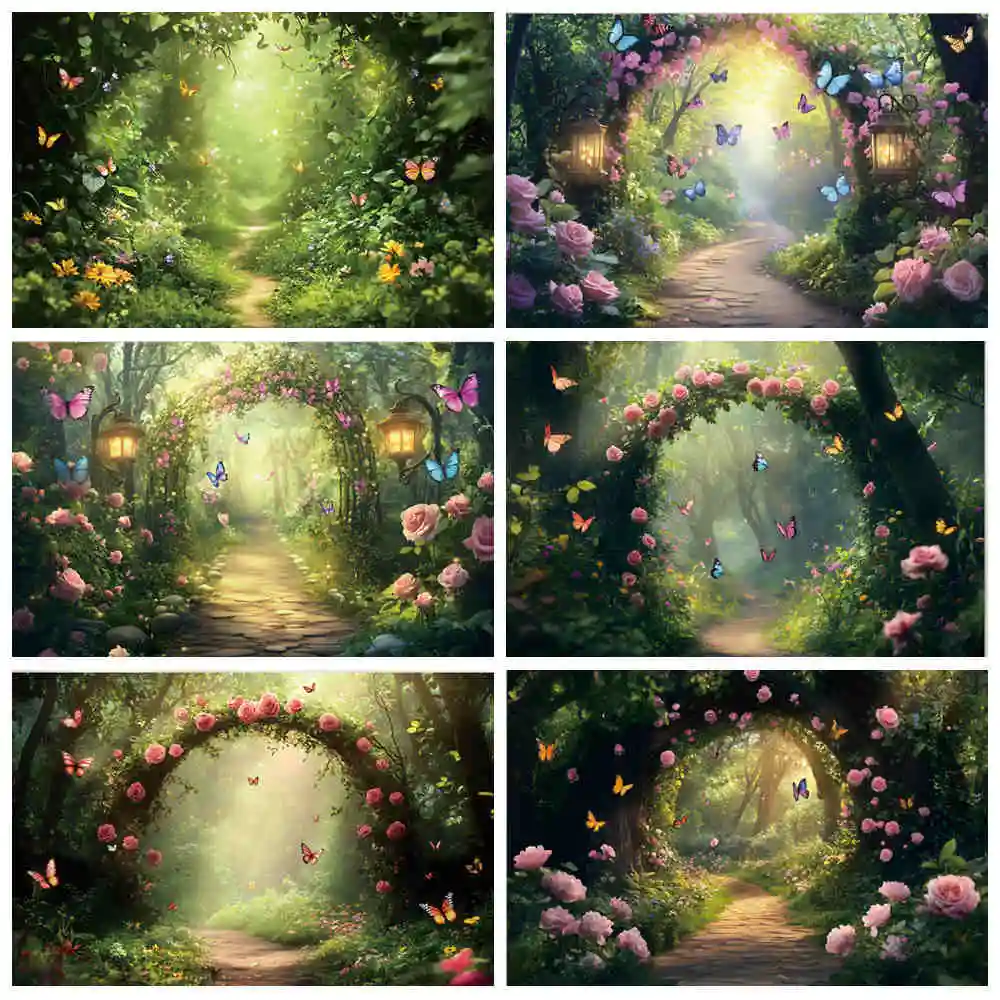 Весенний фэнтезийный фон для фотосъемки в джунглях, бабочка, волшебная фея, принцесса, украшение для дня рождения, фон для фотостудии, реквизит