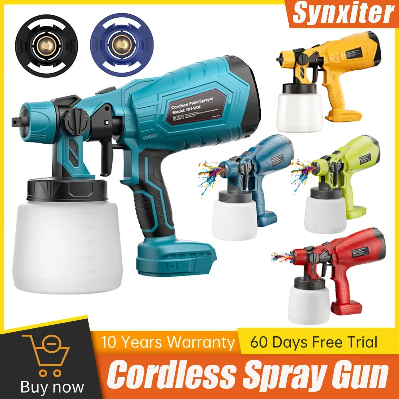 Электрический распылитель краски для Makita, DEWALT, Milwaukee, Bosch, для Ryobi, 18 В, аккумулятор, автомебель, стальное покрытие, аэрограф