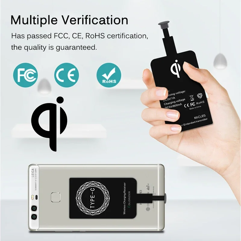 Фото Беспроводное зарядное устройство Qi для iPhone/ Samsung/ Huawei/ Xiaomi, Micro-USB/ Type-C №3