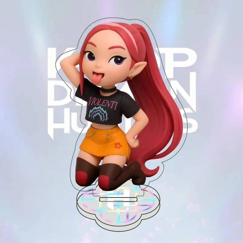 Фото Горячий Kpop Demon Hunters акриловый стоячий кронштейн Huntrix Saja Boys акриловые подставки Rumi Zoey Jinu Mira настольные украшения брелок №5