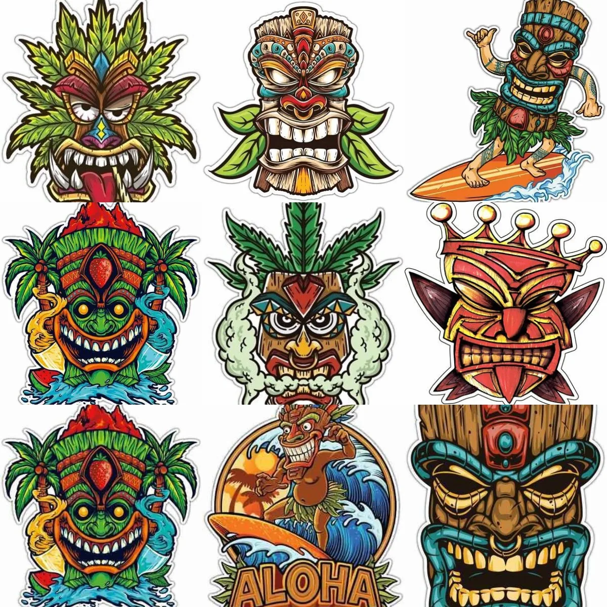 Водонепроницаемые стикеры Tiki Mask из ПВХ, аксессуары для украшения автомобиля, стены, фургона, велосипеда, кемпера, холодильника