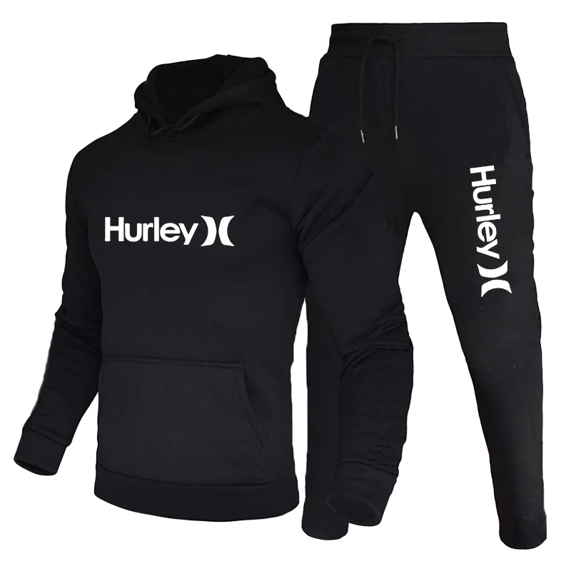 Фото 2023 мужские спортивные костюмы с капюшоном Hurley, мужской пуловер и брюки на осень и зиму, комплекты одежды, мужские спортивные толстовки, костюм женский №2