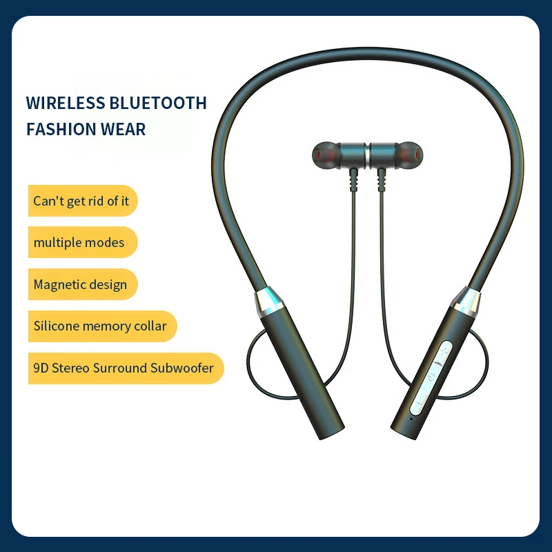 Беспроводные наушники Fone Bluetooth 5,0, наушники с шейным ремешком, силиконовые TWS, стерео спортивная гарнитура, водонепроницаемые магнитные наушники с лямкой на шее (art.: 3920cb413da71) - 3920cb413da71