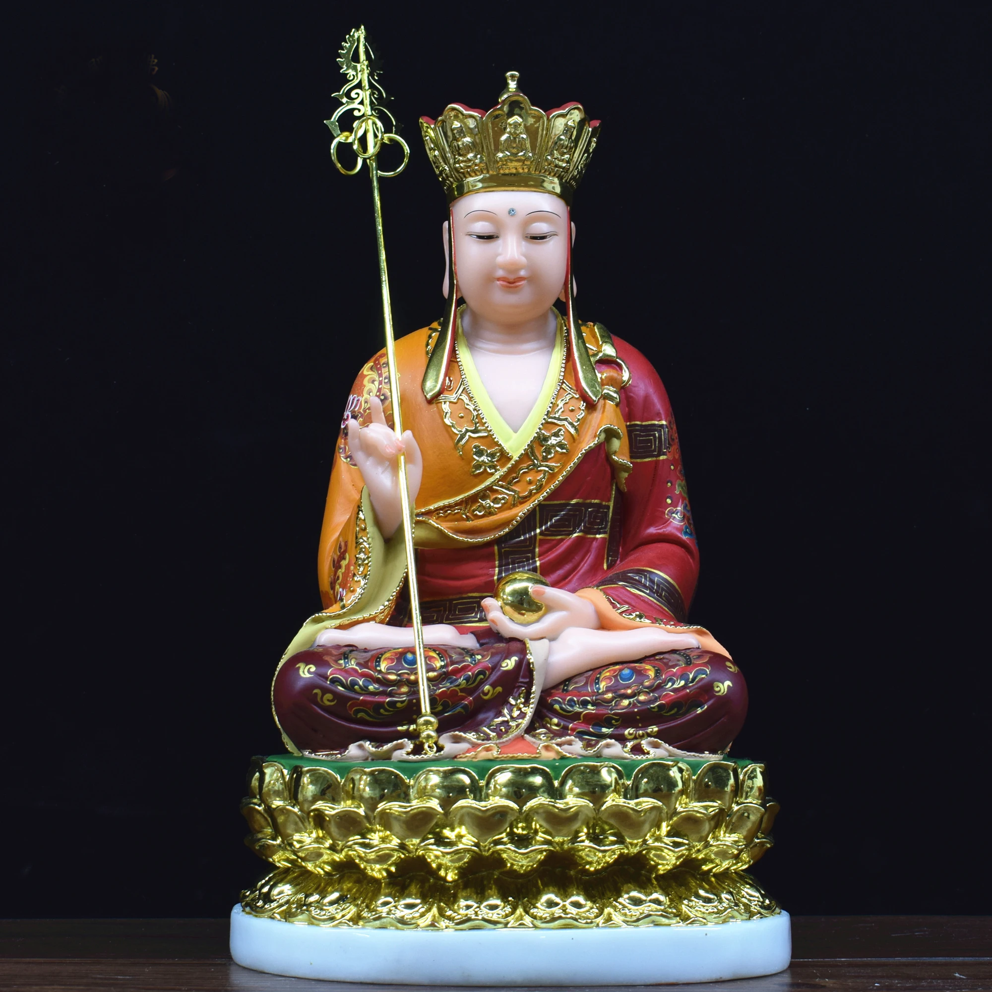 Высококачественная статуя Будды, домашний магазин, компания Shrine FAMILY bless safe, окрашенная DI ZANG PUSA ksitigarbha, нефритовая позолоченная скульптура
