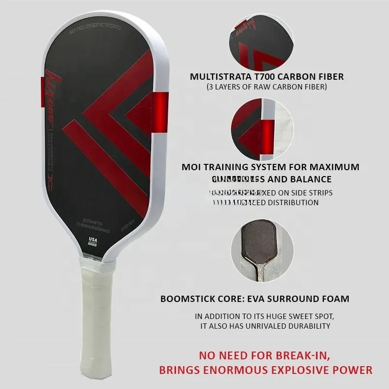 Фото 2025 НОВЫЙ LIAO EVA Surround Foam Boomstick Pickleball Paddle Необработанное углеродное волокно Сладкий десерт Сбалансированная система тренировок MOI №3