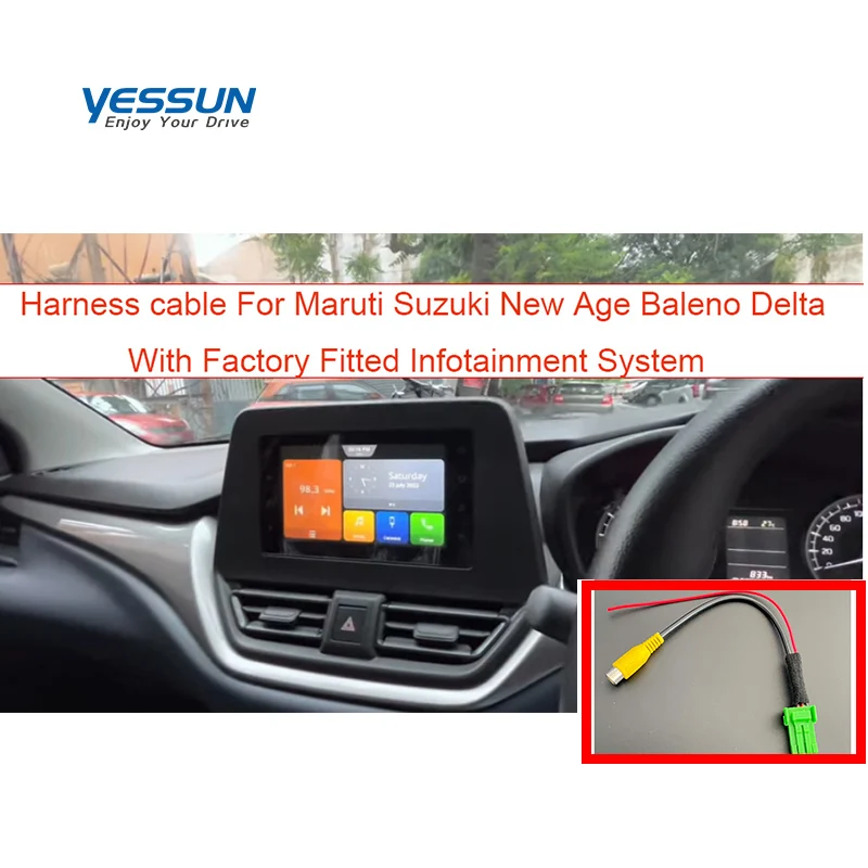 Видеоадаптер камеры заднего вида для Maruti Suzuki New Age Baleno Delta 2022 2023, с заводской системой настройки, жгут проводов
